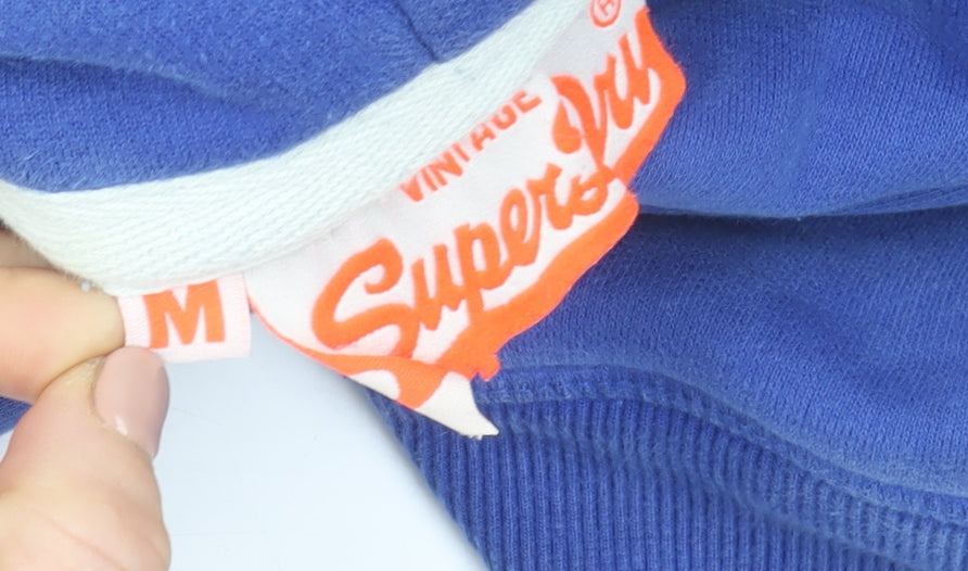 Superdry Men's Blue Pullover Hoodie M Graphic Print Logo