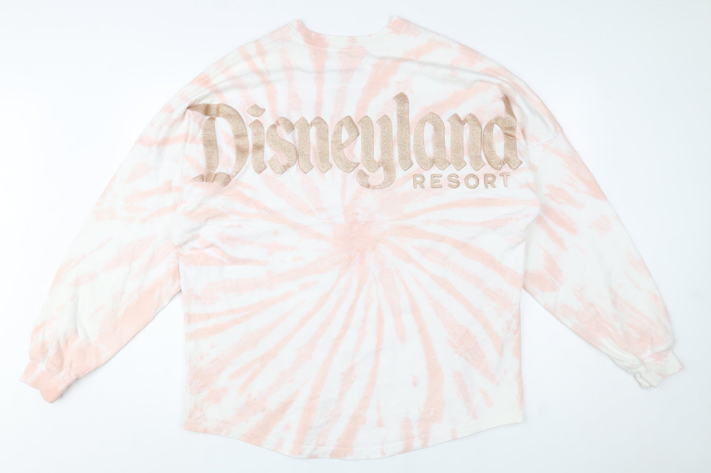 Disney Parks Unisex Pink Tie-Dye Glitter Logo Pullover Sweatshirt M