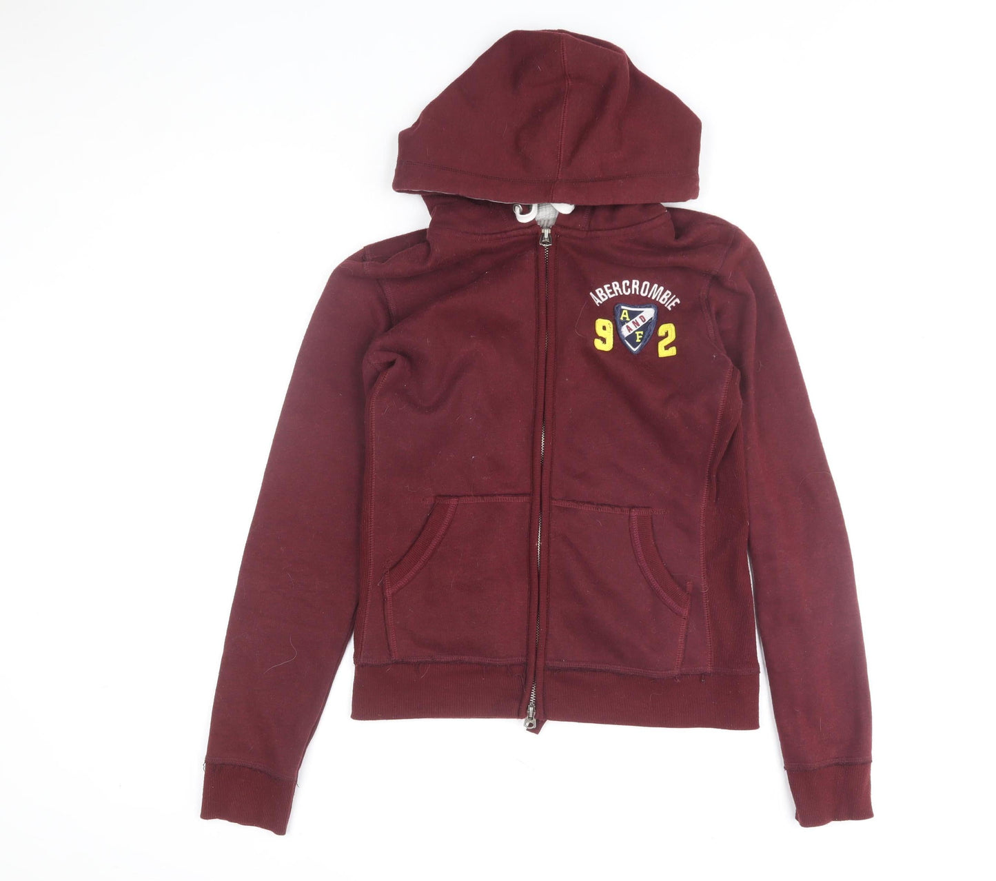 Mens UK S Regular Abercrombie & Fitch Red Full Zip Hoodie