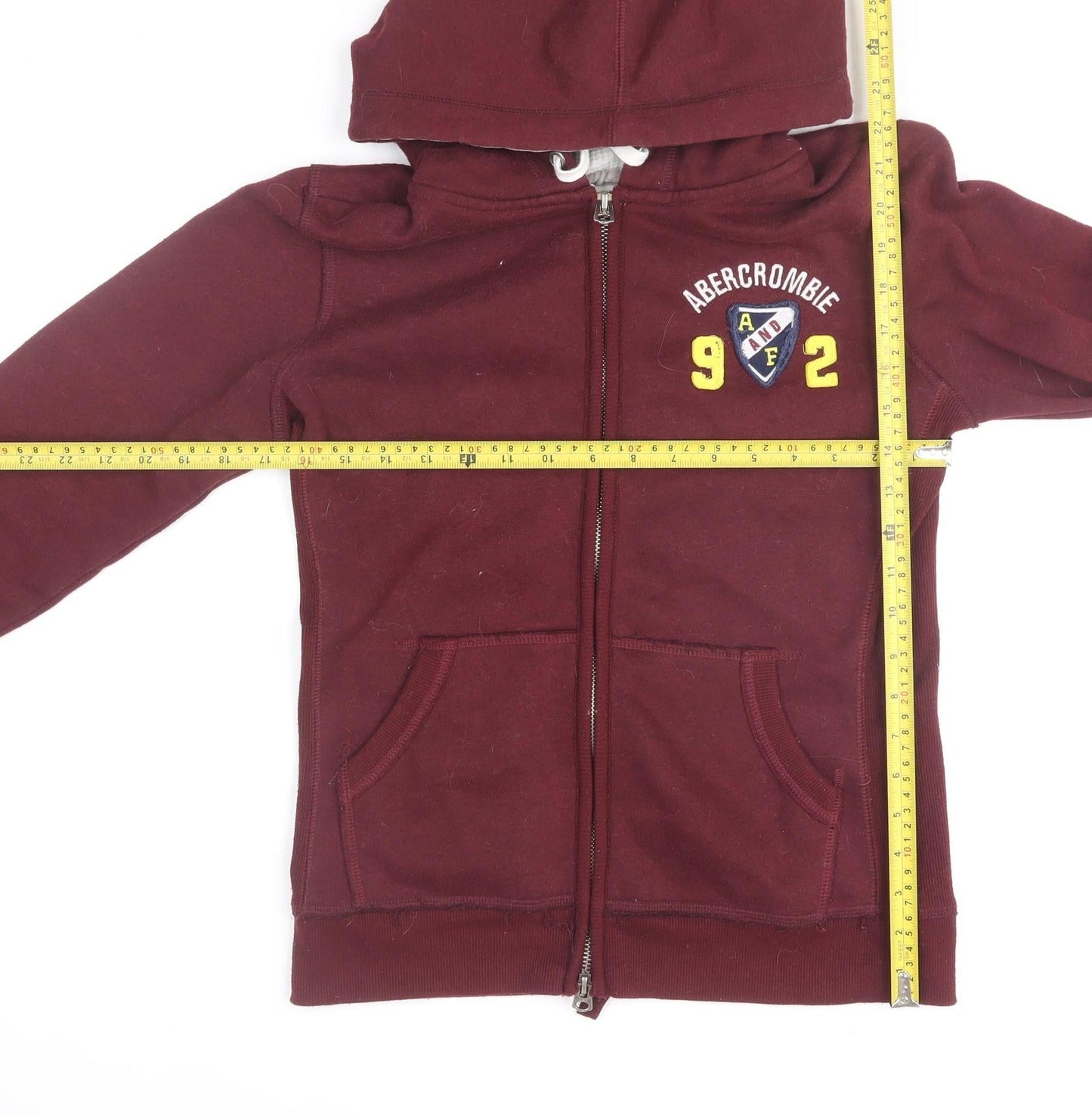 Mens UK S Regular Abercrombie & Fitch Red Full Zip Hoodie
