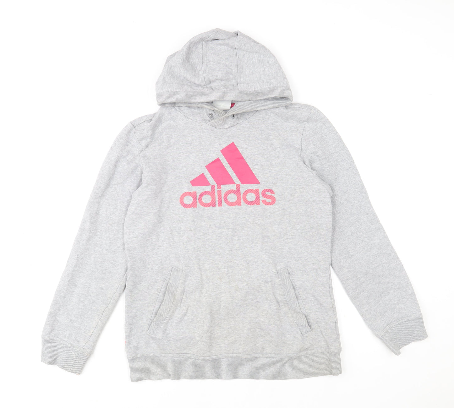 Womens UK 12 Regular adidas Grey Pullover Hoodie