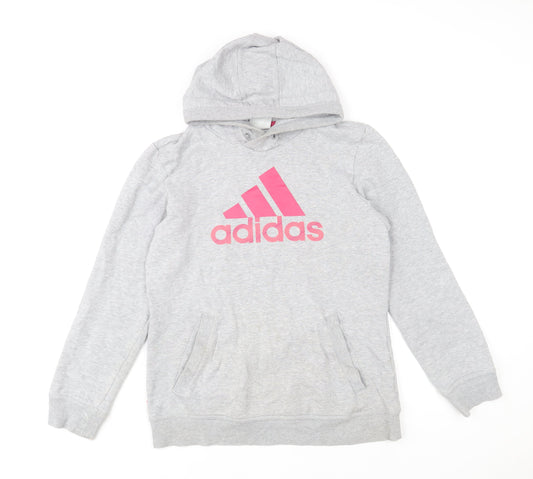 Womens UK 12 Regular adidas Grey Pullover Hoodie