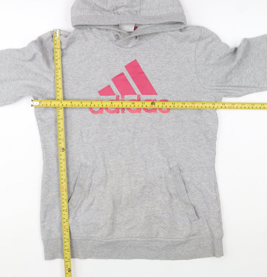 Womens UK 12 Regular adidas Grey Pullover Hoodie