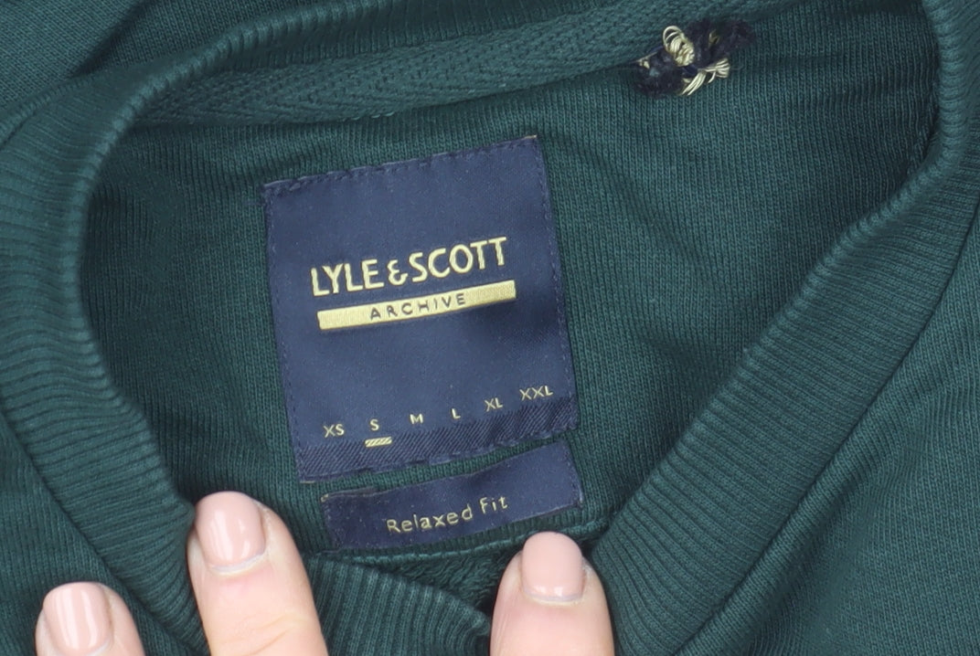 Lyle & Scott Men's Green Crew Neck Relaxed Fit Sweatshirt Size M