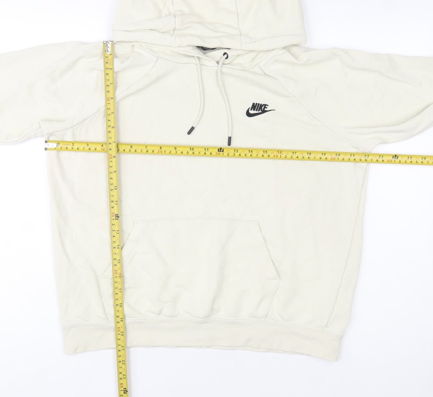 Nike Women Beige Pullover Hoodie Medium Logo Print Casual