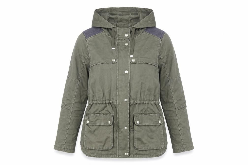 Topshop Women Green UK 8 Hooded Cotton Parka Jacket