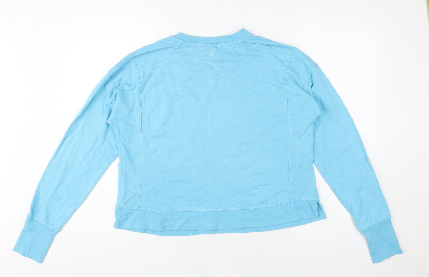 Sweaty Betty Women's Blue Crew Neck Cotton Modal Pullover Sweatshirt Size S