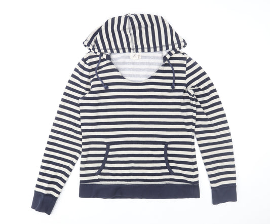 Levi's Women Navy & White Striped Pullover Hoodie M Cotton Blend