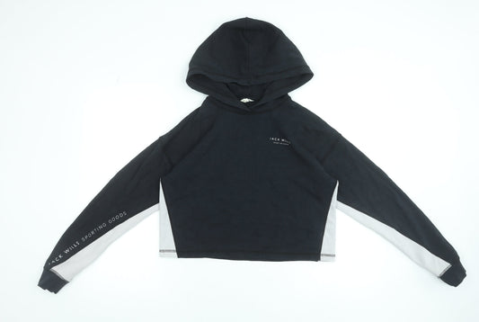 Womens UK 12 Regular Jack Wills Black Pullover Hoodie