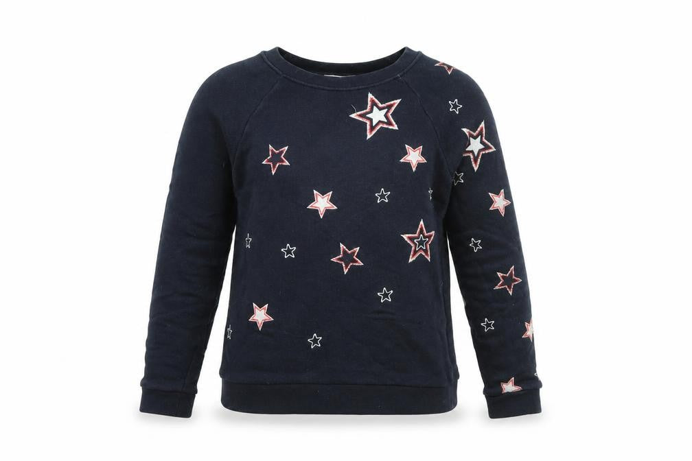 Whistles Women's Navy Star Embroidered Cotton Sweatshirt XS