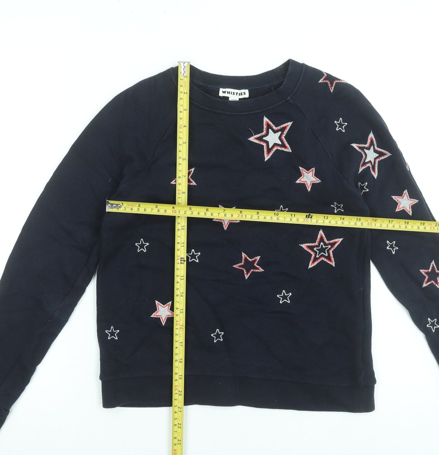 Whistles Women's Navy Star Embroidered Cotton Sweatshirt XS