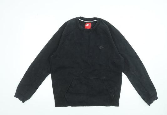 Nike Men's Black Pullover Sweatshirt M Regular Fit Crew Neck Fleece