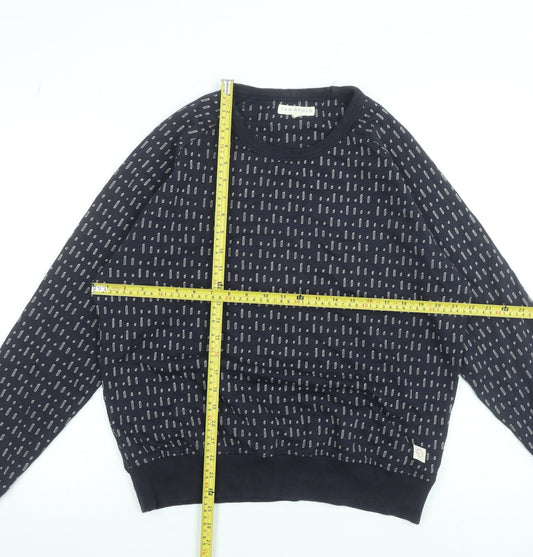Far Afield Womens Navy Cotton Blend Patterned Pullover Sweatshirt Size 2