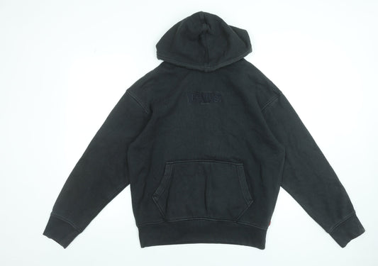 Levi's Men's Black Pullover Hoodie Medium Fleece Logo Sweatshirt