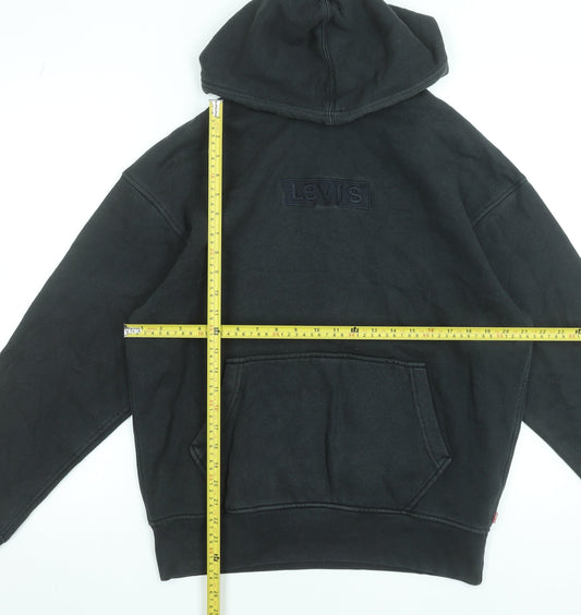 Levi's Men's Black Pullover Hoodie Medium Fleece Logo Sweatshirt