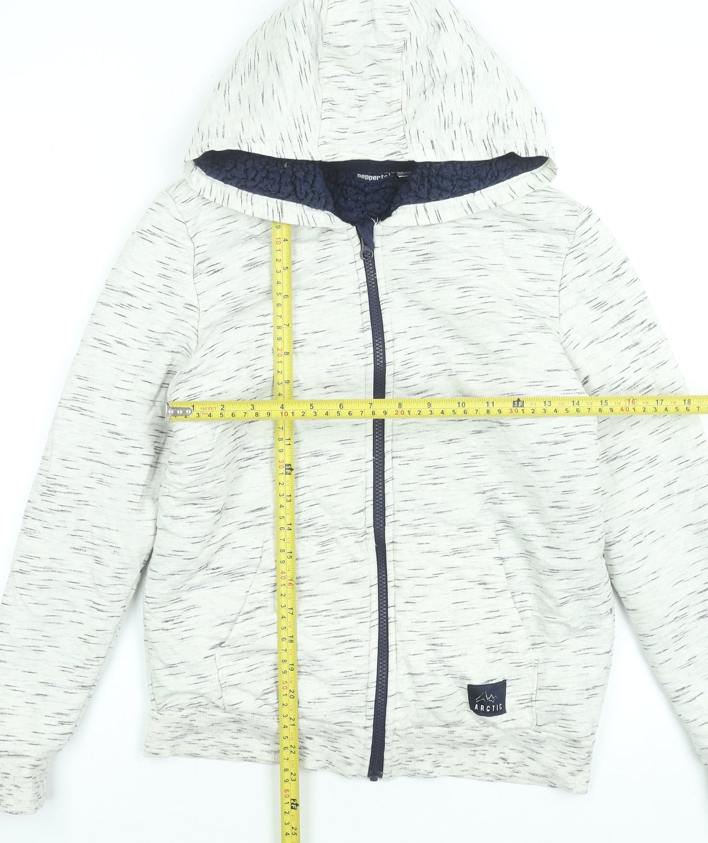 Pepperts Boys Beige Full Zip Hoodie 12-14 Years Cotton Blend Lined Jacket