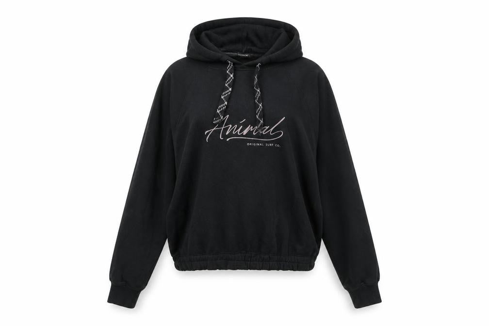 Animal Women's Black Organic Cotton Hooded Pullover Hoodie UK 12