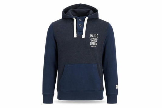 Mens UK M Regular JACK & JONES Blue Henley Hoodie