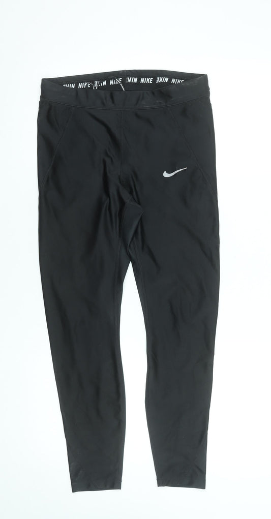 Nike Womens Black Dri-FIT Running Leggings Size M Activewear Trousers