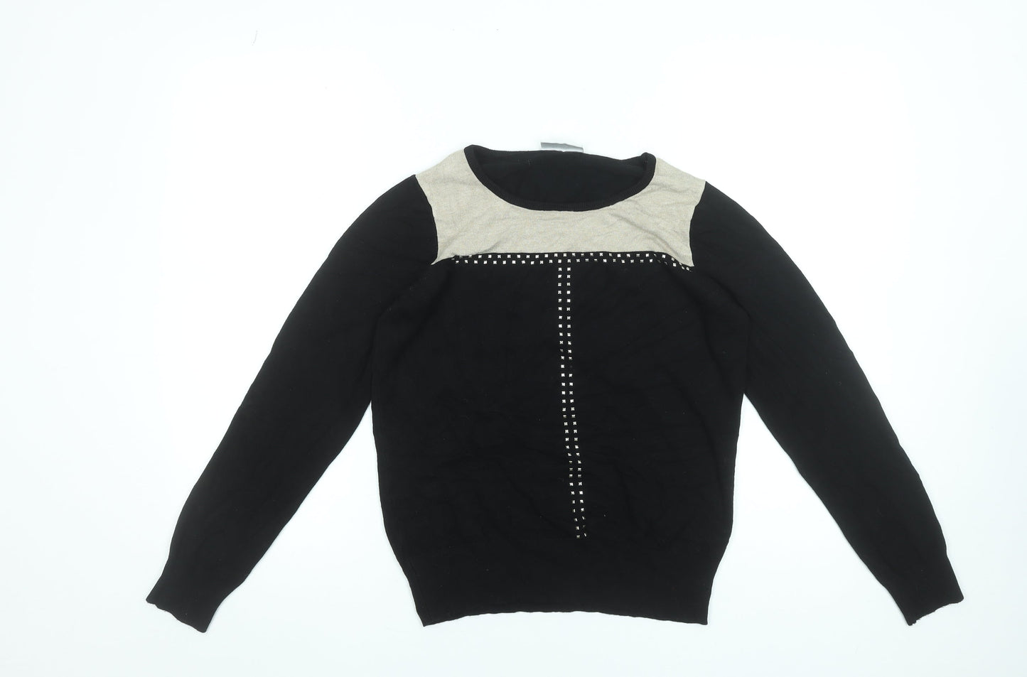 Wallis Womens Black Studded Round Neck Jumper Size 12