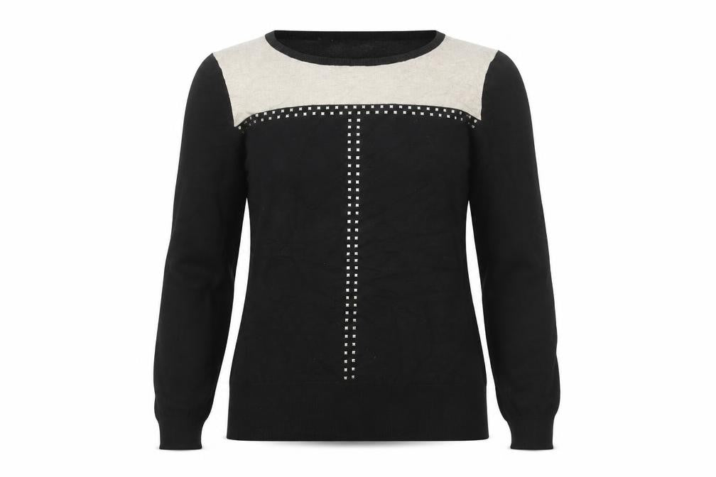 Wallis Womens Black Studded Round Neck Jumper Size 12