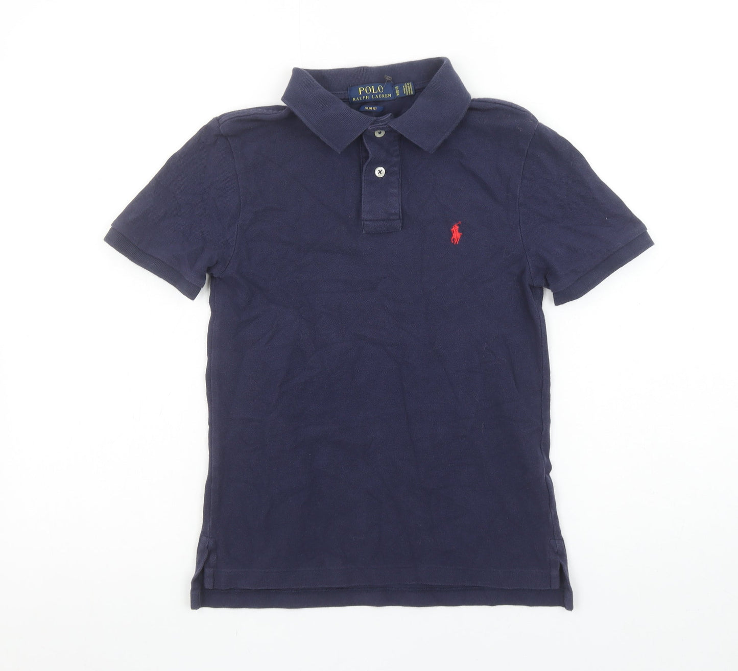 Ralph Lauren Boys Blue Polo Shirt Slim Fit Size 10-12 Years Logo Cotton