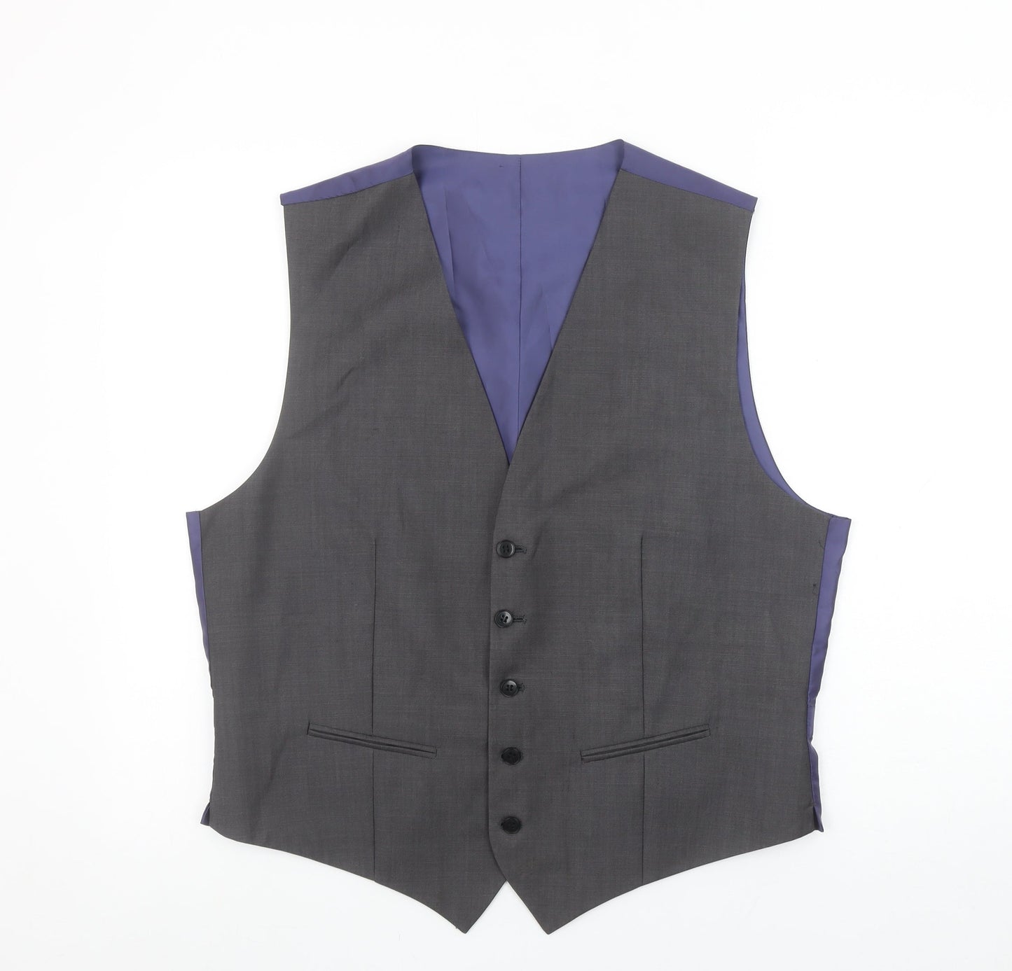 Marks and Spencer Men's Grey Wool Blend Waistcoat Size L 42in