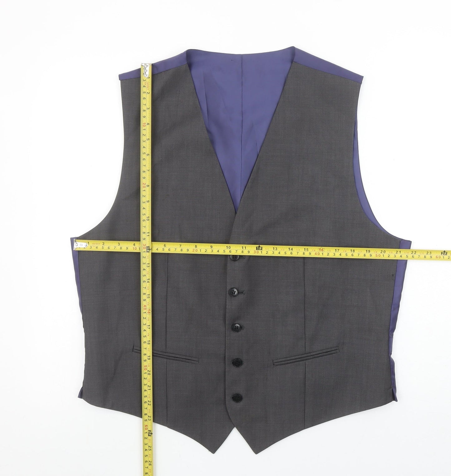 Marks and Spencer Men's Grey Wool Blend Waistcoat Size L 42in