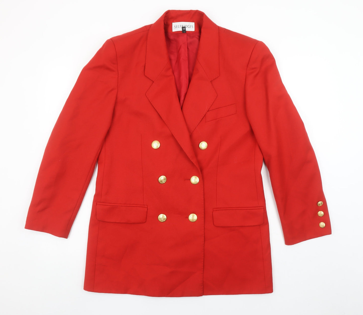 Selfridges Women’s Red Wool Double-Breasted Blazer Size 10