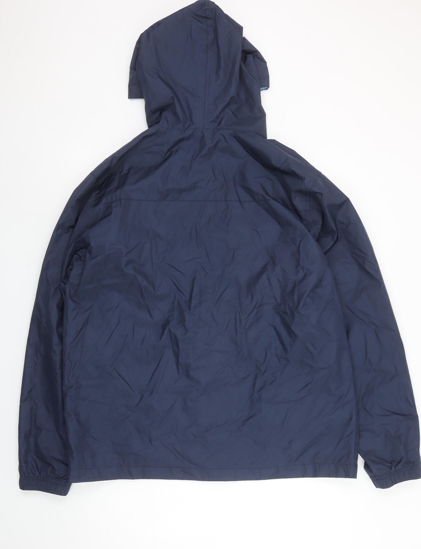 City Mens Blue Hooded Full Zip Windbreaker Jacket Size L