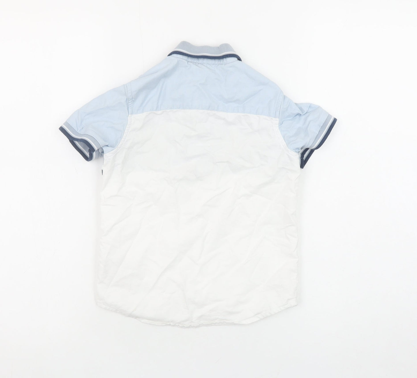 Next Boys Blue Checked Button-Up Short Sleeve Cotton Shirt 6 Years