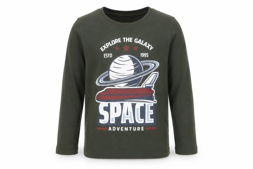 Name It Boys Green Space Adventure Long Sleeve Cotton T-Shirt 6 Years