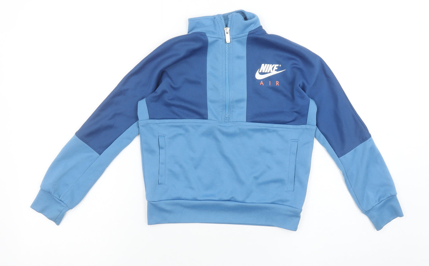 Nike Boys Blue 1/4 Zip Colourblock Sweatshirt 6-7 Years