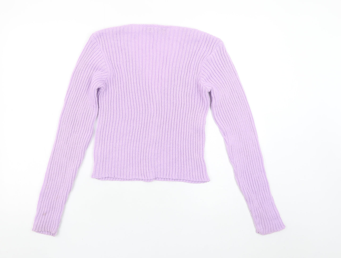 PrettyLittleThing Women’s Purple Ribbed Knit Cardigan Small