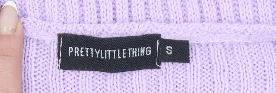 PrettyLittleThing Women’s Purple Ribbed Knit Cardigan Small