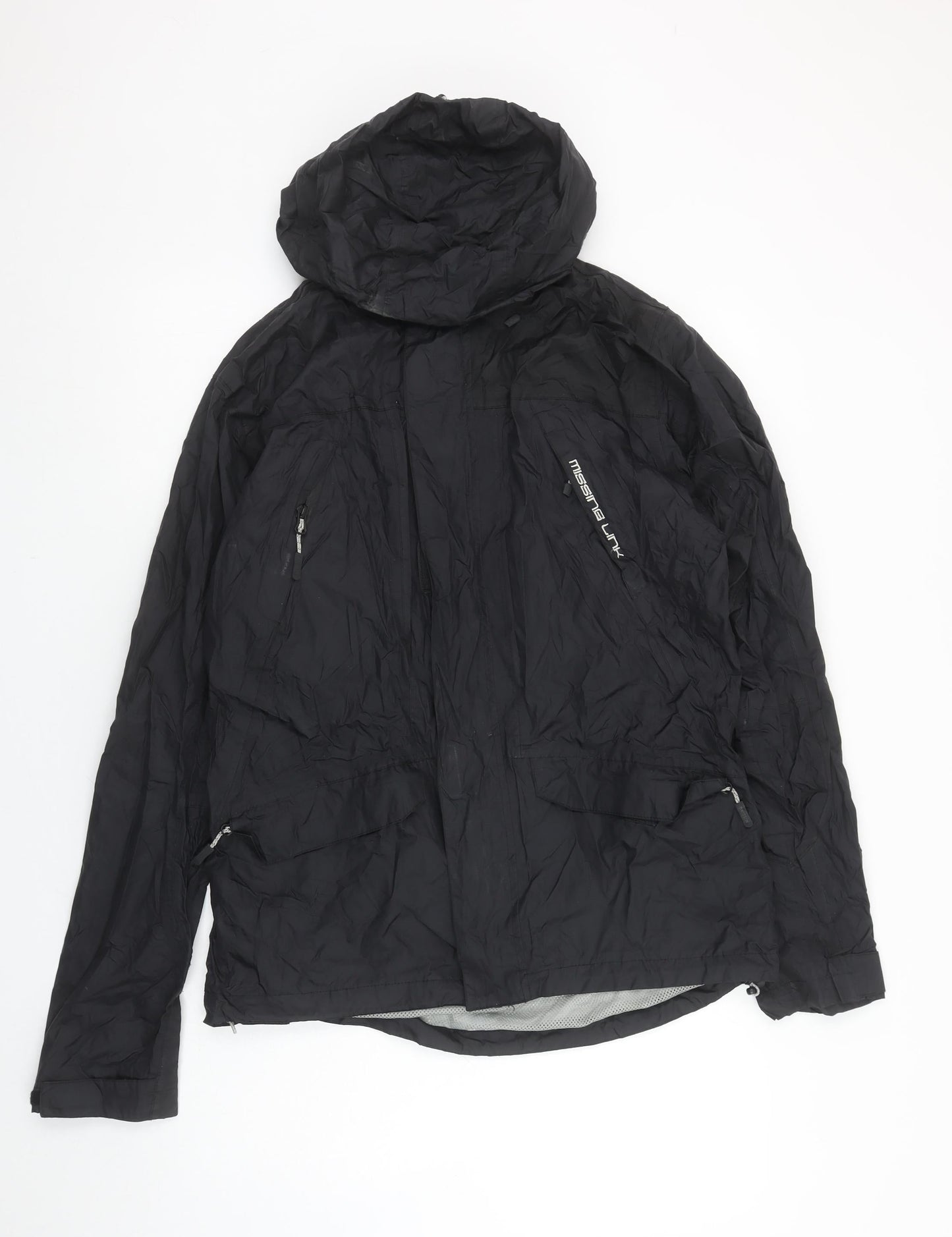 Missing Link Unisex Black S Hooded Windbreaker Jacket