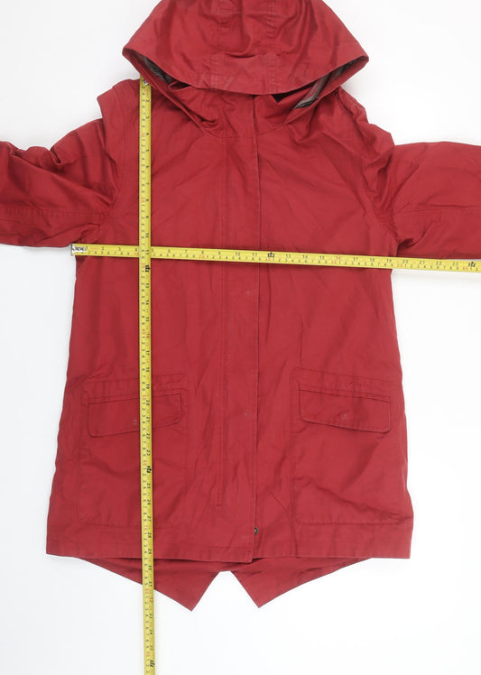 TIGI Womens Red Hooded Parka Coat Size 10 Cotton Blend