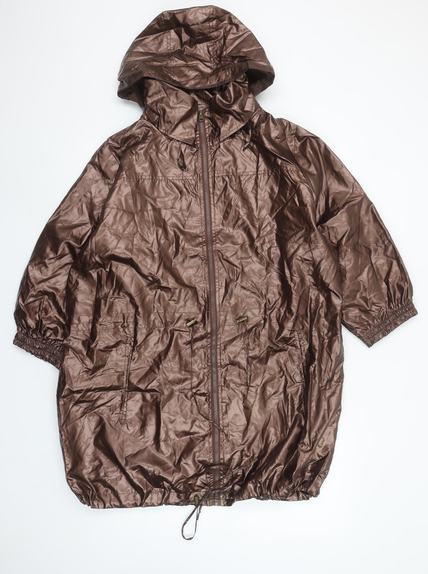 Venca Women Brown Hooded Water Resistant Rain Coat Jacket XL