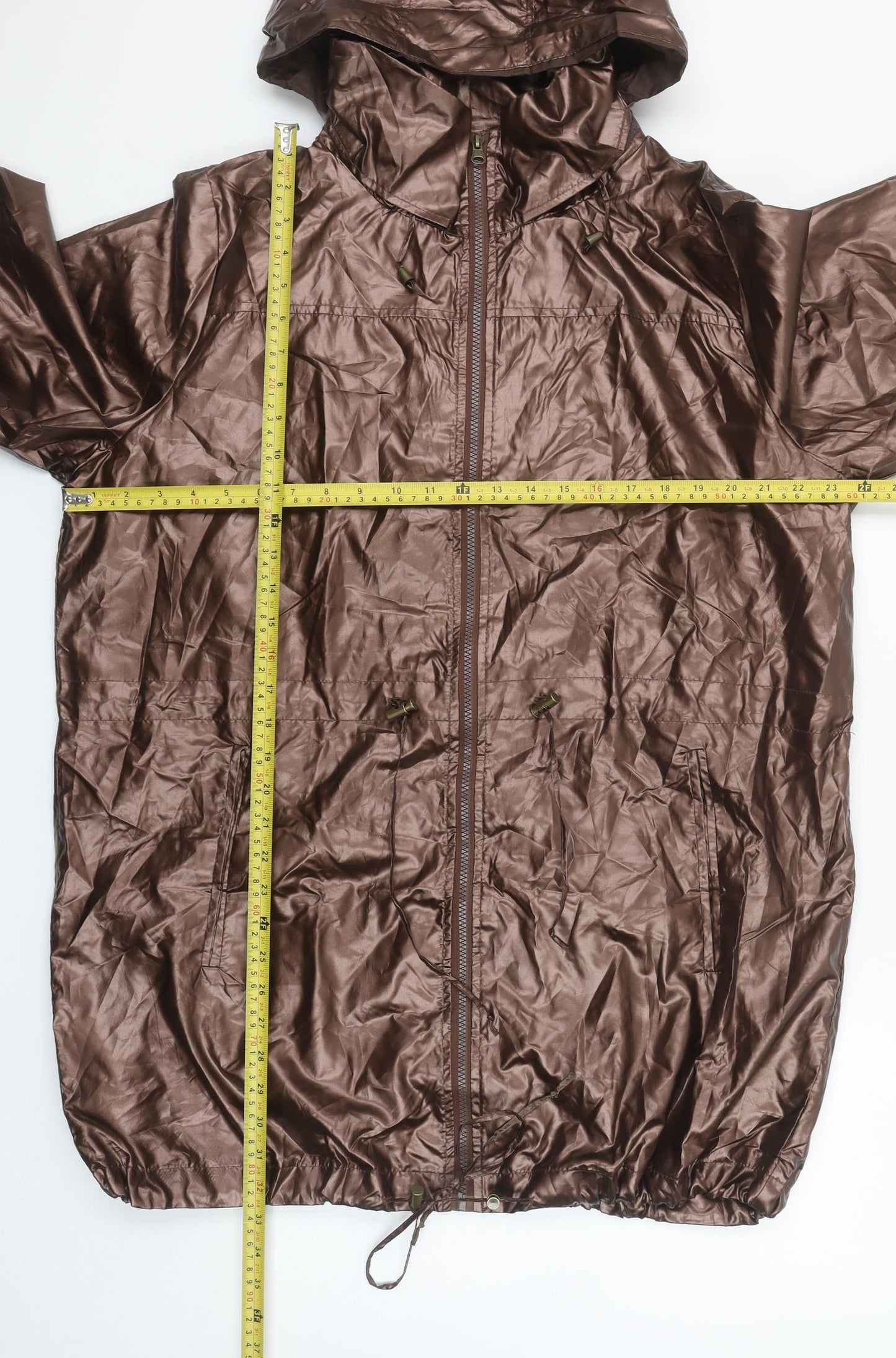 Venca Women Brown Hooded Water Resistant Rain Coat Jacket XL
