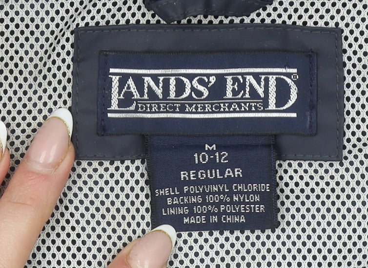 Womens UK Size 10-12 Regular Lands' End Blue PVC Blend Jacket