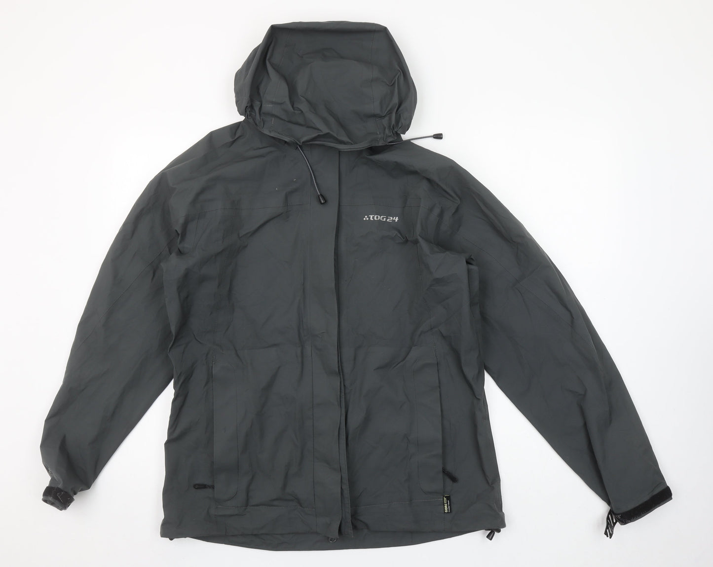 TOG24 Women's Grey Waterproof Hooded Rain Coat Jacket Size 12