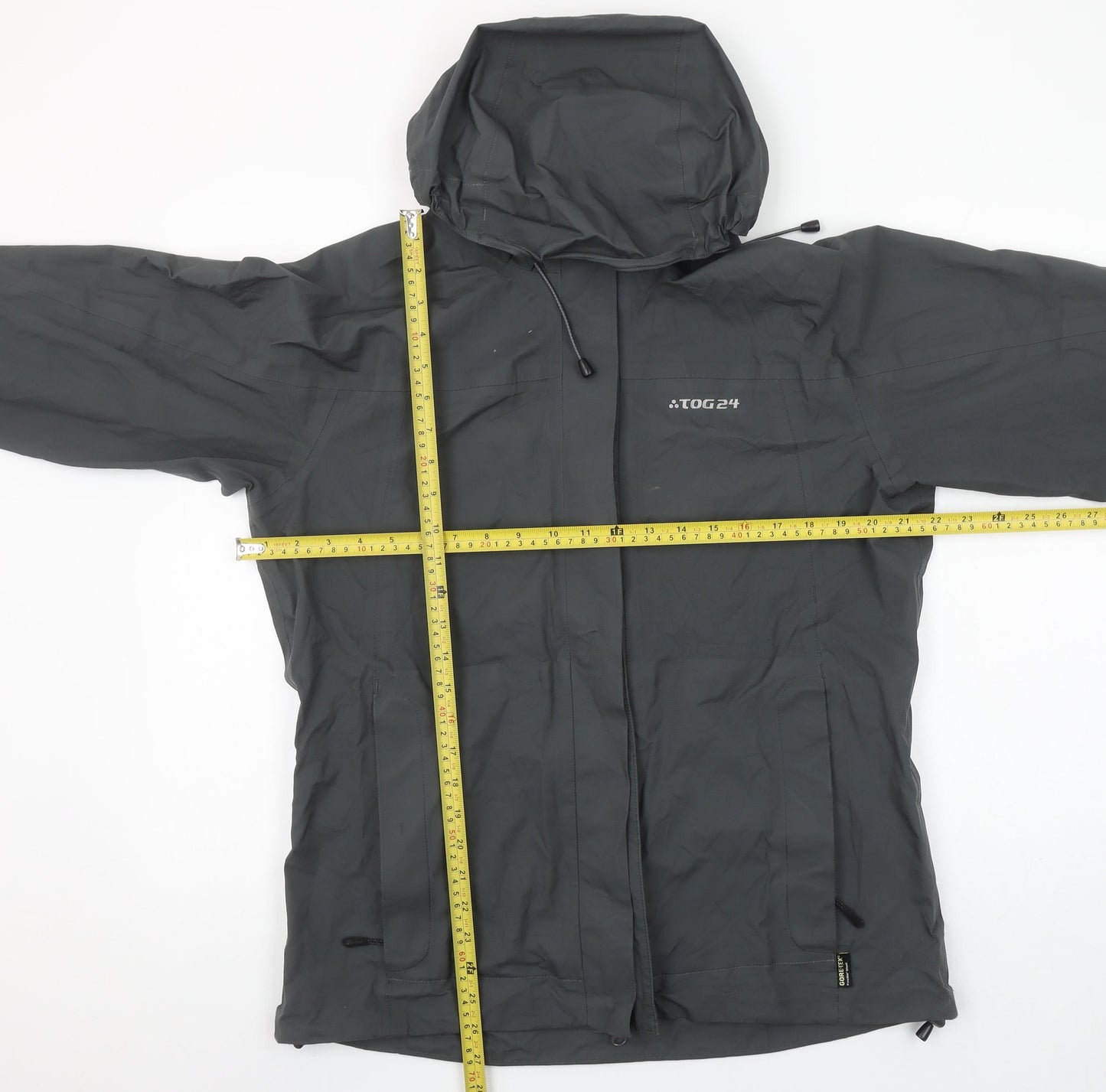 TOG24 Women's Grey Waterproof Hooded Rain Coat Jacket Size 12