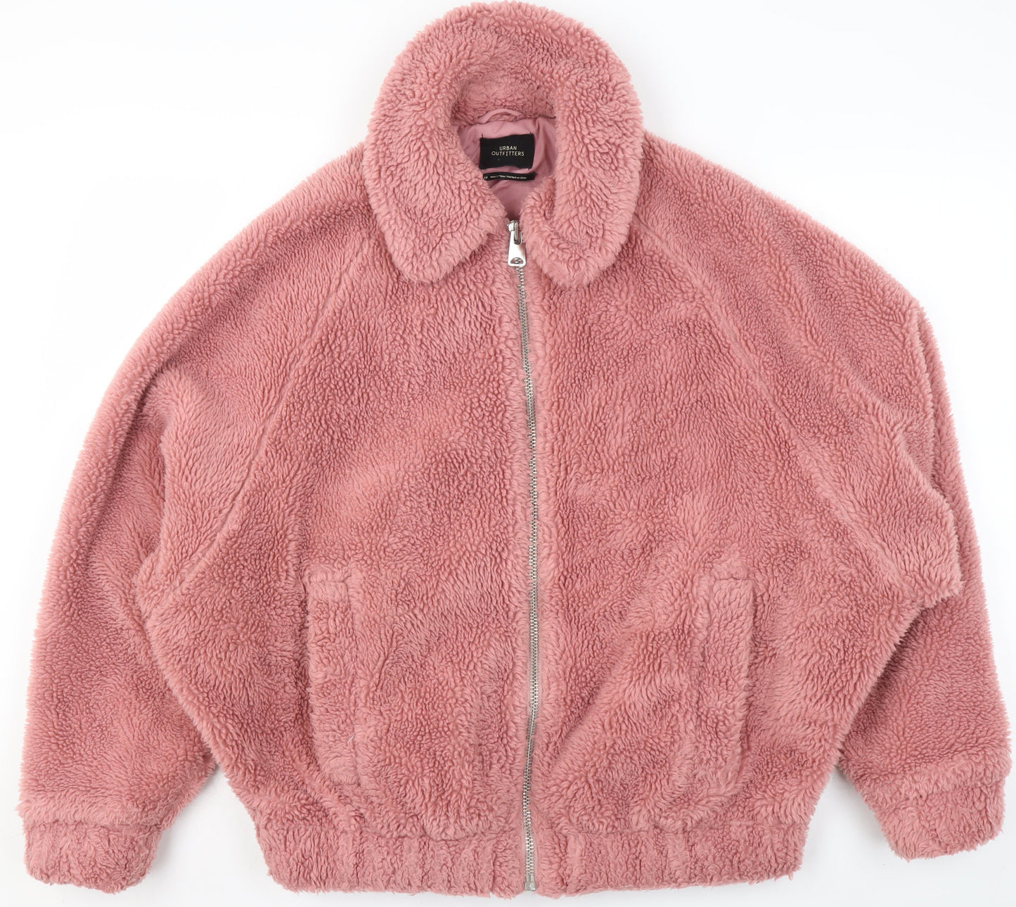 Urban Outfitters Womens Pink Fleece Bomber Jacket XS