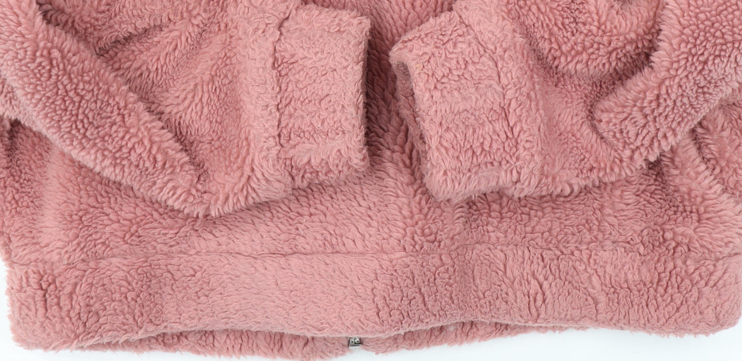 Urban Outfitters Womens Pink Fleece Bomber Jacket XS