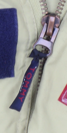 Tommy Jeans Men's Beige L Windbreaker Hooded Jacket 90s Style