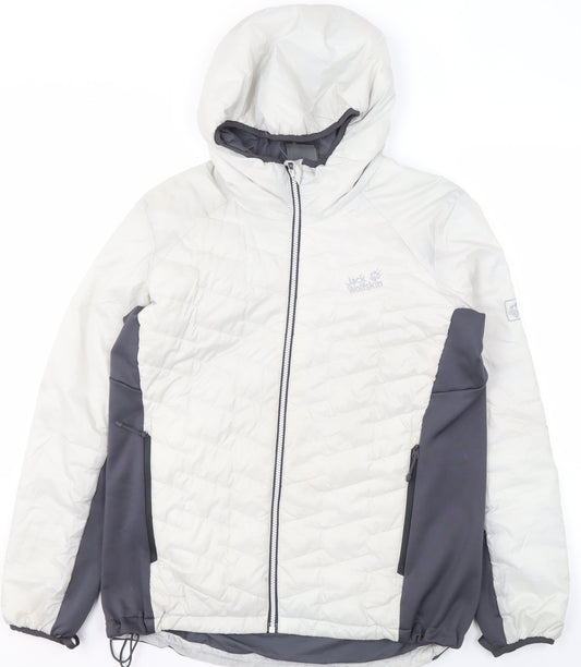 Jack Wolfskin Men's Grey S Hooded Puffer Jacket Outdoor Coat