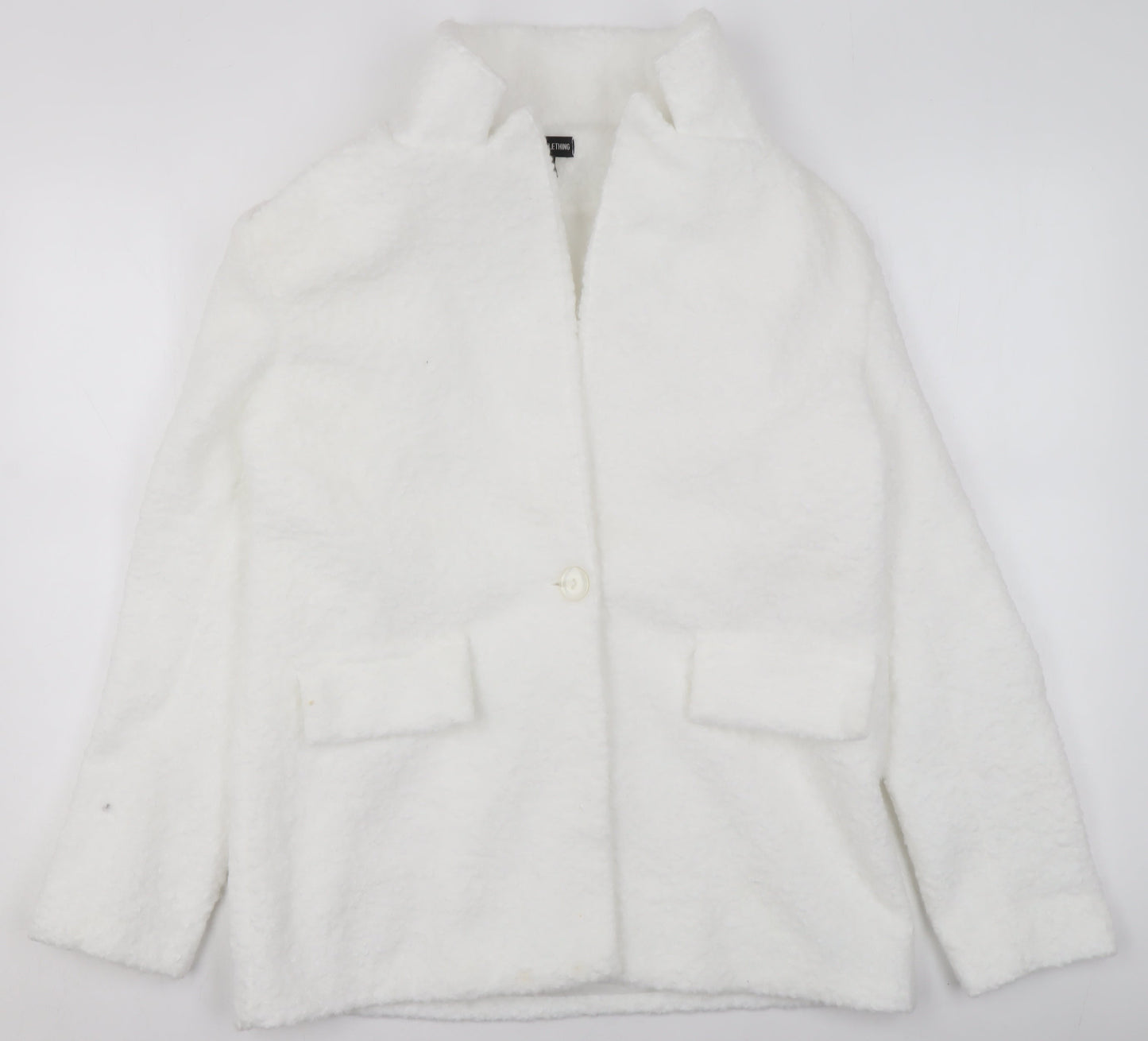 PrettyLittleThing Women’s White Polyester Mid-Length Coat Size 4