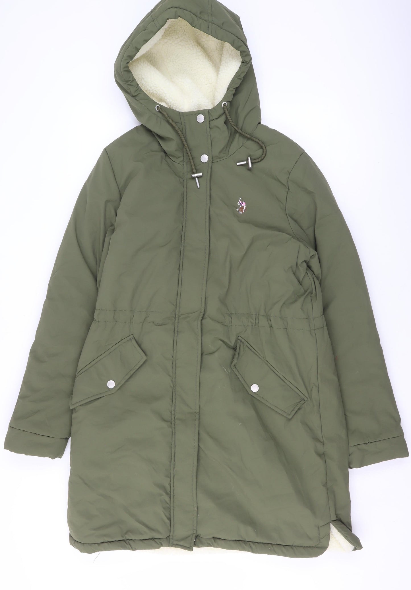 Womens UK Size 10 Regular U.S. Polo Assn. Green Nylon Coat