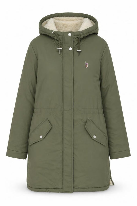 Womens UK Size 10 Regular U.S. Polo Assn. Green Nylon Coat