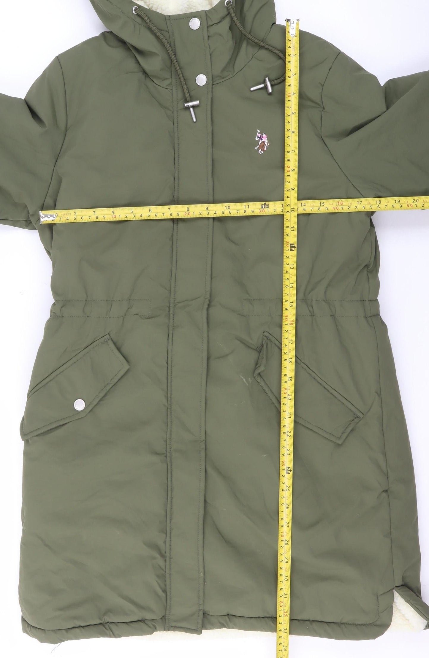 Womens UK Size 10 Regular U.S. Polo Assn. Green Nylon Coat